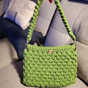 Green Braided Shoulder Bag